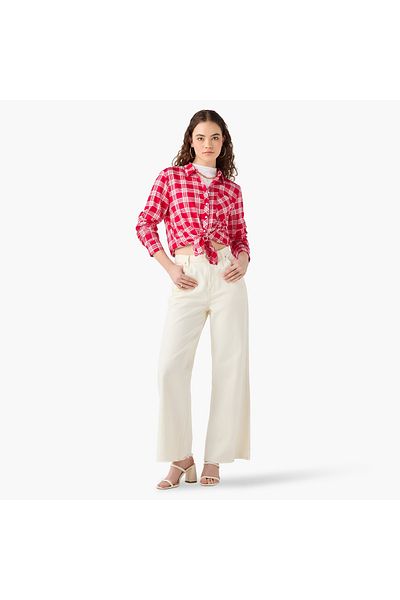 Lee Cooper Lee Cooper Regular Fit Checked Collared Shirt with Long Sleeves