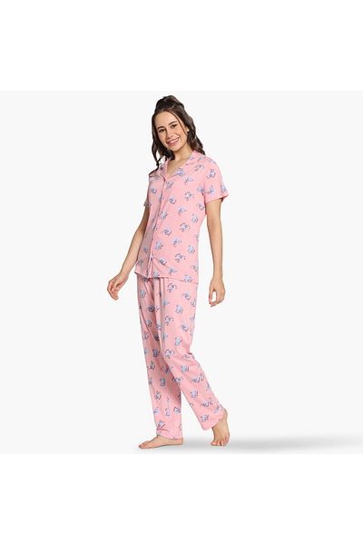 Zivame Zivame All-Over Cat Print Pyjama Set