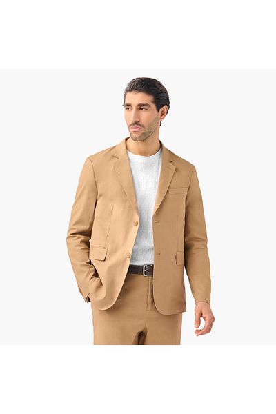 Iconic Textured Linen Blend Blazer With Button Closure And Pockets