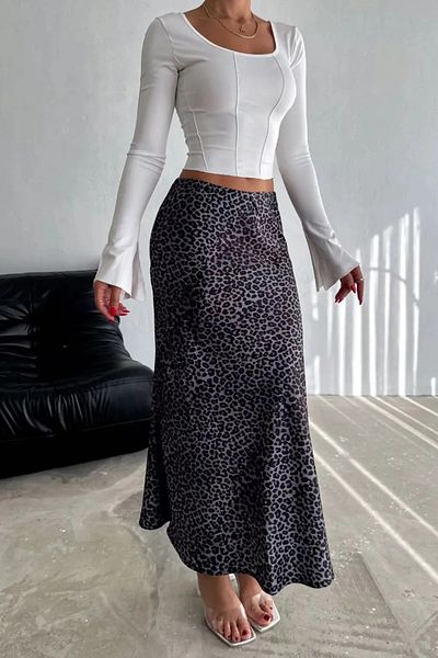 Zula Moda Fusta lungă maxi din satin pentru femei