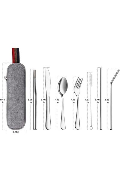 COOYA Portable Stainless Steel Tableware Set, Travel Camping, Including Knives, Forks, Spoons, Chopsticks