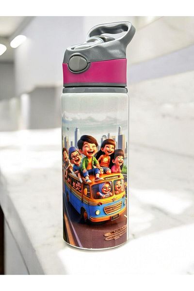Marblestone Sublimation Pink Colored Water Bottle (Personalized Photo Printing Is Possible.) - 650Mlt