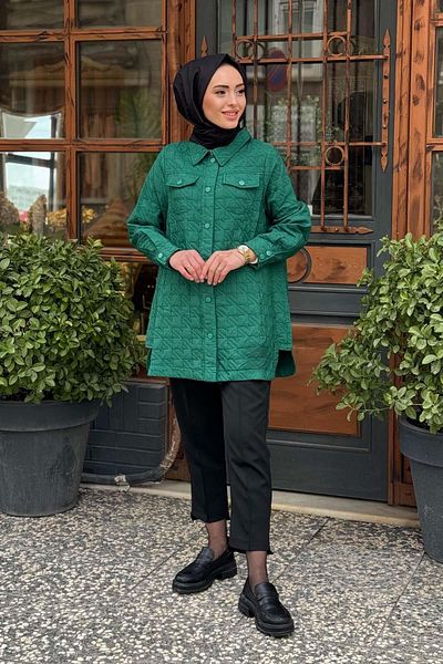 Invee Cămașă matlasată verde INVEE 6827