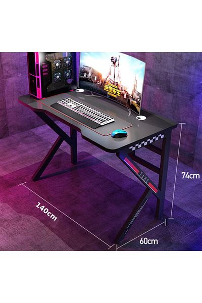 1st K-Shaped Gaming Table and Computer Desk 140cm - Black