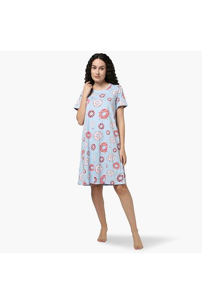 Zivame All-over Doughnut Print Night Dress