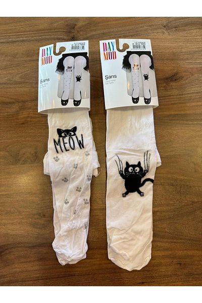 Daymod Luck Glitter Paw Cat Tulle Children's Pantyhose 2 Pcs