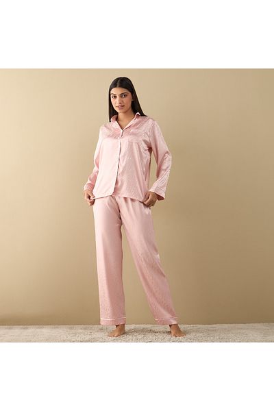 FAV All-Over Animal Print Long Sleeve Shirt and Elastciated Pyjama Set