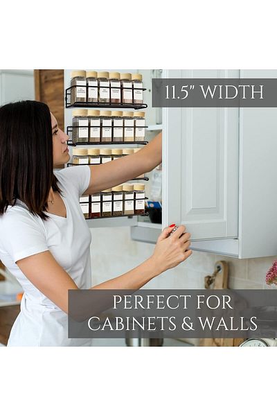 COOYA Space Saving Spice Rack Organizer, Easy To Install Set of 4 Hanging Racks, Seasoning Jar Organizer