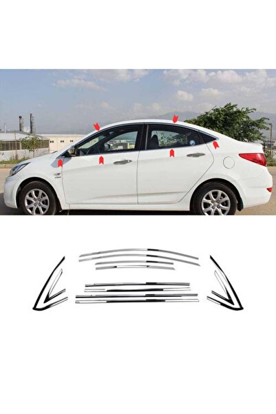 Carmind Hyundai Accent Blue Krom Cam Çerçevesi Set 2016-2019 (14 Parça)