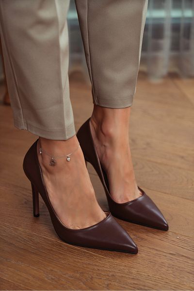 NİŞANTAŞI SHOES Stiletto damă Vanessa Brown mat cu vârf ascuțit
