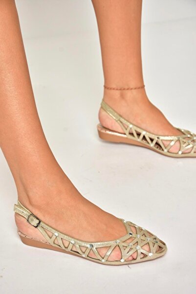 Fox Shoes U250030114 Χρυσές γυναικείες μπαλαρίνες Sim