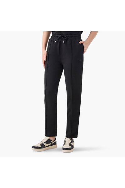 Kappa Logo Pintuck Detail Track Pants with Pockets and Drawstring Closure
