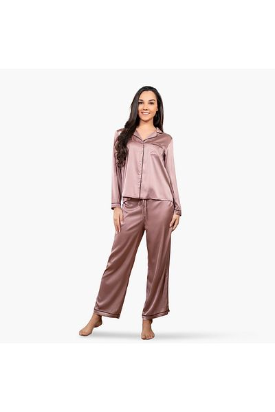 Aadaraya Aadaraya Collared Shirt and Pyjama Set