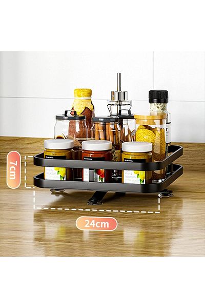 COOYA Metal Condiment Holder, Lazy Susan Turntable Cupboard Organizer, 360 Degree Rotatable Spice Rack