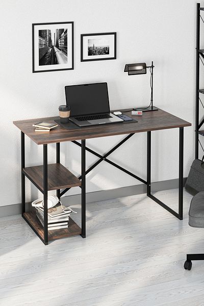 Bofigo 60*120 cm 2 Shelves Metal Study Desk Computer Desk Office Dinner Table Mars