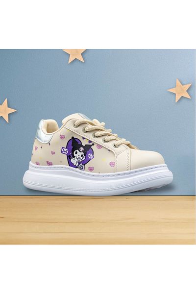 JOJO KIDS adidași kuromi pentru fete, pantofi cu talpă groasă cu fermoar și șireturi
