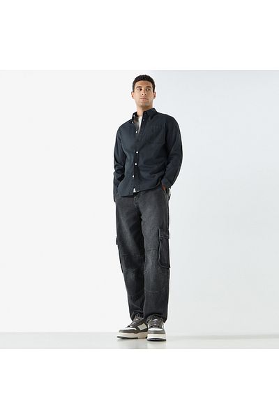 Lee Cooper قميص سادة مع جيب وأكمام طويلة