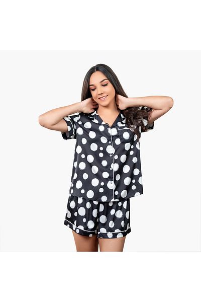 Aadaraya Aadaraya Polka Dot Print Shirt and Shorts Set