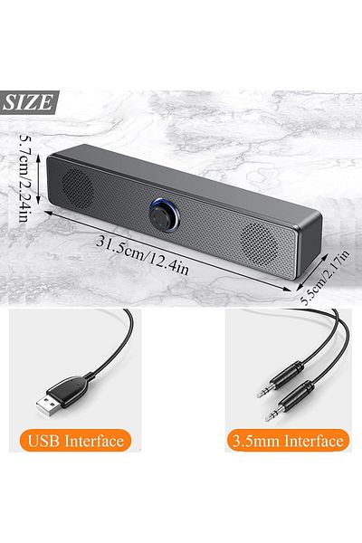 COOYA Computer Speakers,Wired USB Mini Sound Bar for PC Tablets Laptops, Speakers for Monitor