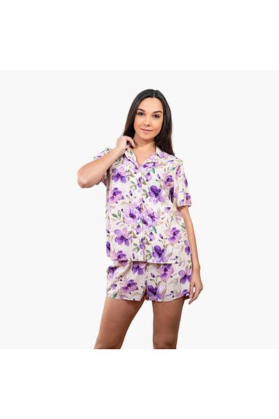 Aadaraya Aadaraya Floral Print Shirt and Shorts Set