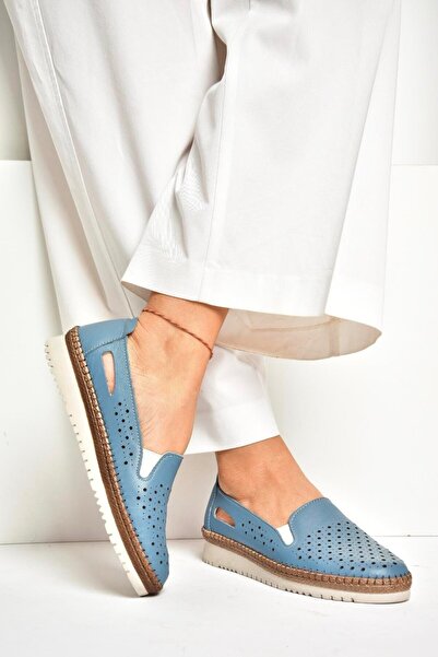 Fox Shoes P 555501103   Pantofi de dama albastru din piele naturala