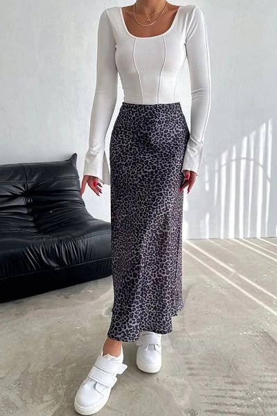 Zula Moda Fusta lungă maxi din satin pentru femei