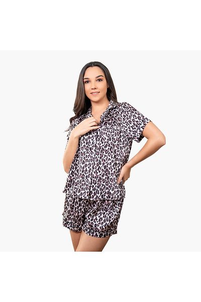Aadaraya Aadaraya Animal Print Shirt and Shorts Set