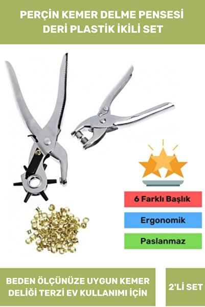 Thriftbuds Premium 6 Farklı Başlık Uçlu Delgeç Pratik Kemer Perçin Delme Pens...