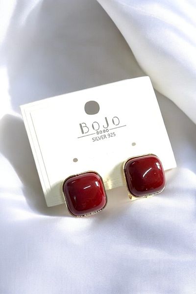 PETEK AKSESUAR 1 cm Square Minelik Dot Earrings