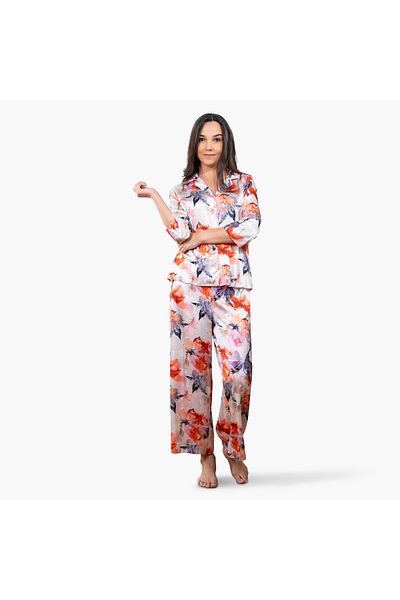 Aadaraya Aadaraya Floral Print Shirt and Pyjama Set