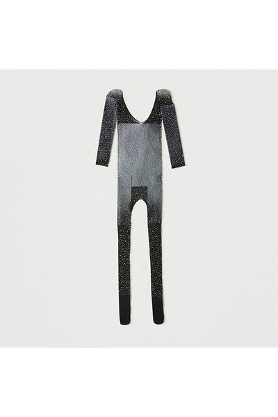 FAV Embellished Bodysuit with Scoop Neck and Long Sleeves