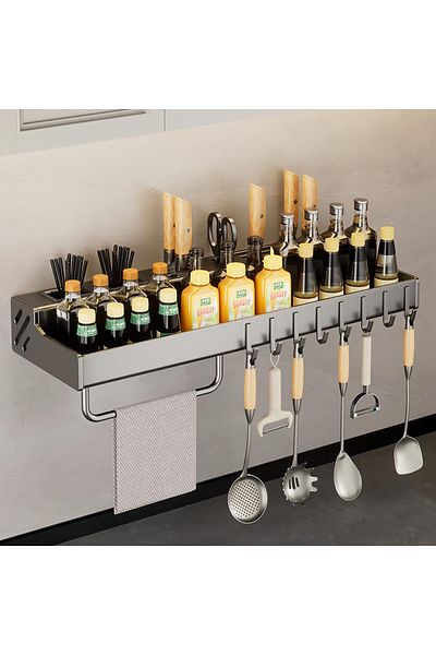 COOYA Spice Rack Wall Mounted, Cabinet Utensil Rack, Hanging Storage Wall Shelf for Kitchen Bathroom