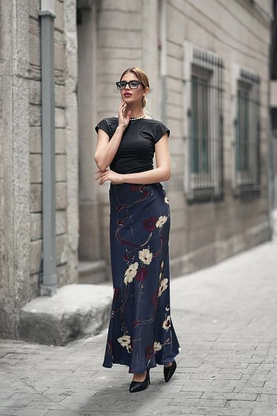 Zula Moda Fusta lungă maxi din satin pentru femei