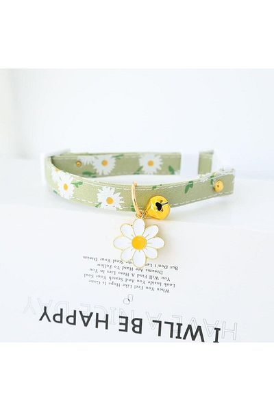 COOYA 2Pack Breakaway Collar, Adjustable Bell Collar with Floral Pendant Cotton Pet Safety Accessories