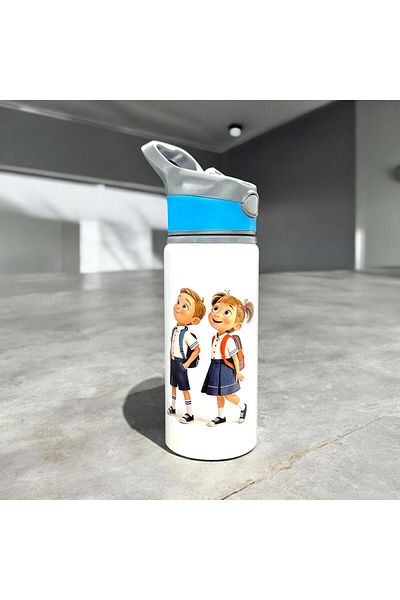 Marblestone Sublimation Blue Colored Water Bottle (Personalized Photo Printing Is Possible.) - 650Mlt