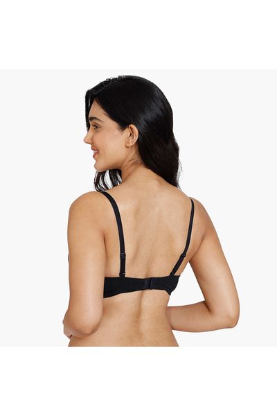 Zivame Zivame Adjustable Strap Detail Demi Bra with Hook and Eye Closure