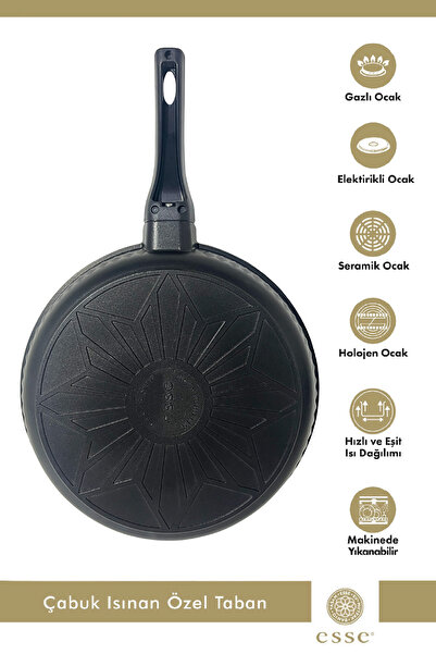 Esse Granit Döküm 3'lü Tava Seti Siyah 20 Cm/24 Cm/28 Cm E403
