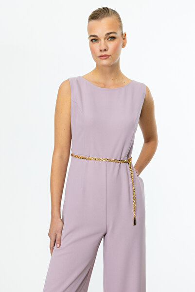 Mi Pret a Porter Mi Sıfır Kol Metal Gold Kemerli Tulum