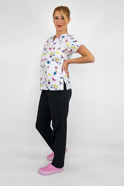 Nur Medikal Giyim Band-Aid Themed Surgical Doctor Nurse Hospital Terycoton Jersey Bottom Top Set
