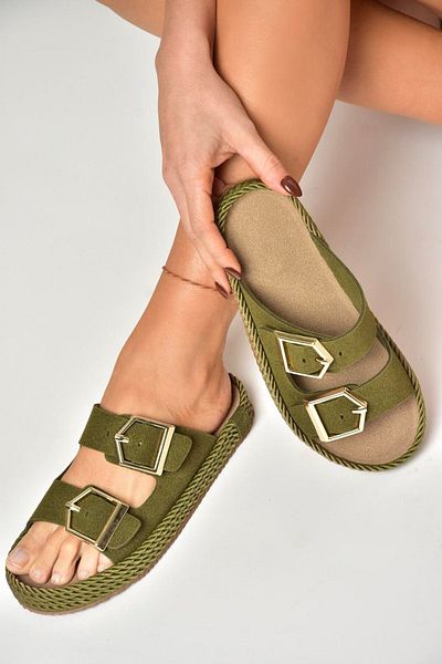 Fox Shoes U 596030202   Khaki Suede Women's Slippers