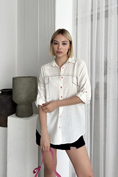 RB CLUB Patterned Women's Shirt with Pocket Detail