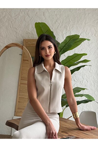 SOFT Zippered Shirt Collar Vest-Skirt Suit