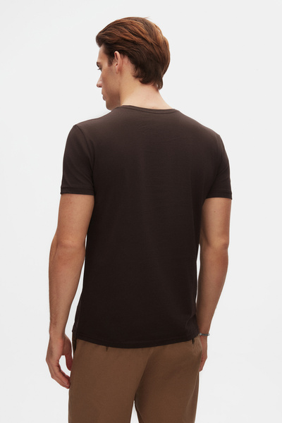 D'S Damat Slim Fit Brown Crew Neck 100% Cotton Breathable T-Shirt