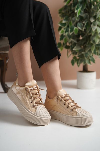 Lolita Love Shoes Adidași Eva crem cu șireturi parașute