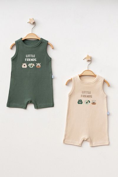 My Hanne Little Friends Printed 2-Piece Combed Cotton Jumpsuit 1013