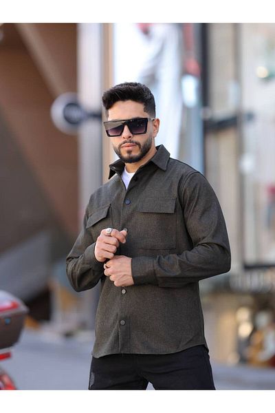 YXC Trend Maker Men's Coated Wool Effect Knitted Shirt