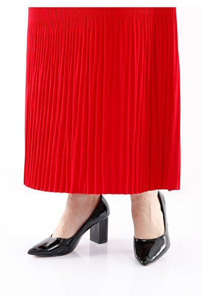 Guzella Maxi Boy Kemerli Ince Kırım Pliseli Etek