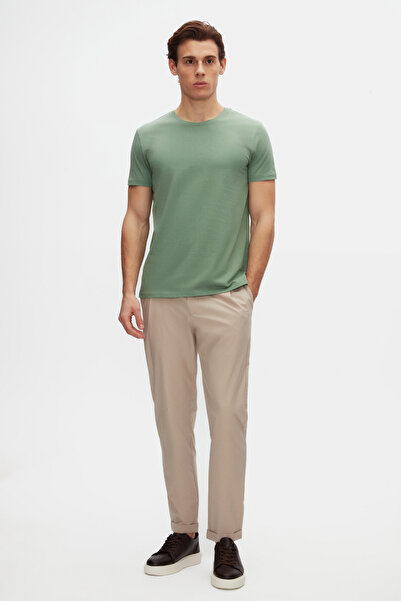 D'S Damat Ds Groom Slim Fit Green Crew Neck 100% Cotton Breathable T-Shirt