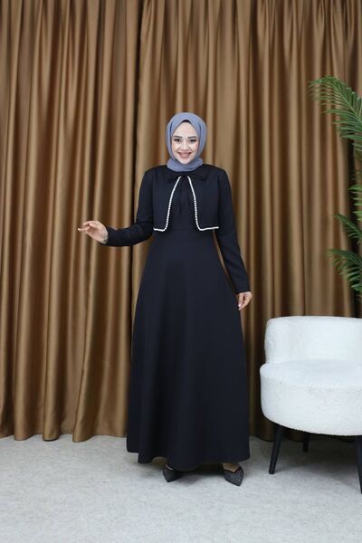 NevaMar فستان طويل مع سترة لؤلؤية