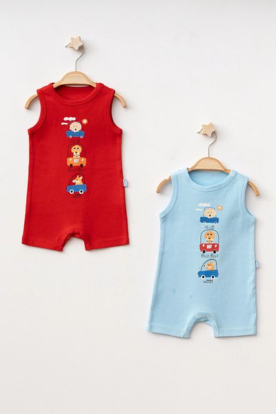 My Hanne Beep Printed 2-Piece Combed Cotton Jumpsuit 1016